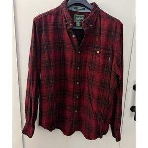 Woolrich Flannel Shirt Mens XL Red Plaid Button Down Outdoor Casual Cotton